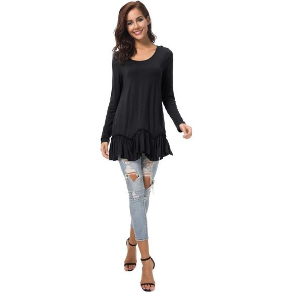 Urban CoCo Women's Casual T-Shirt Solid Long Sleeve Tunic Tops - Picture 6 of 8